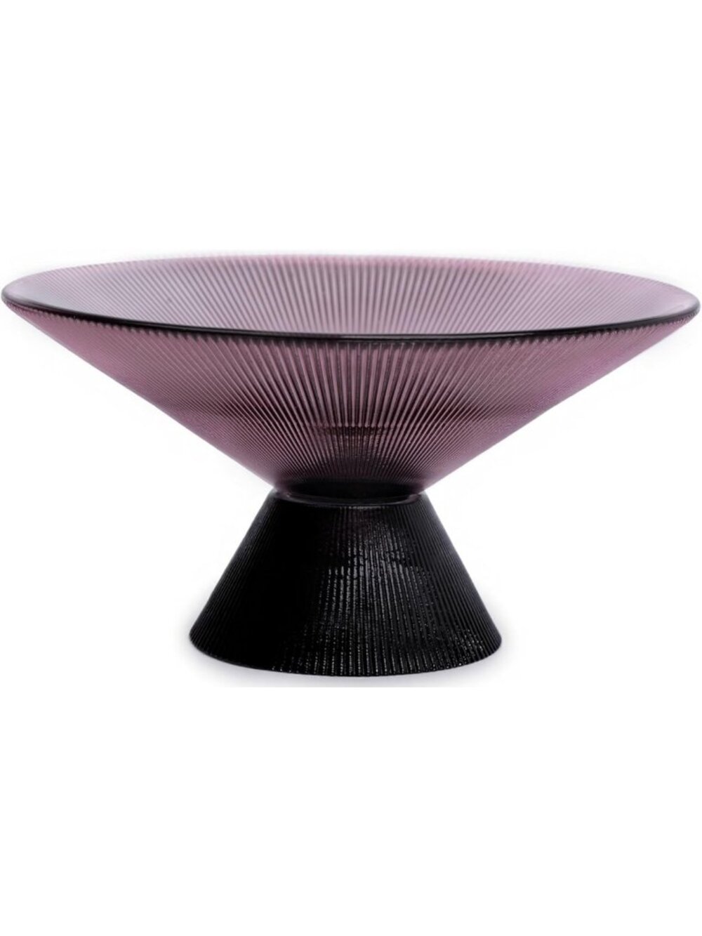 Handblown Tapered Glass Bowl, 9.8" Purple Two-Tone Centerpiece for Home Decor